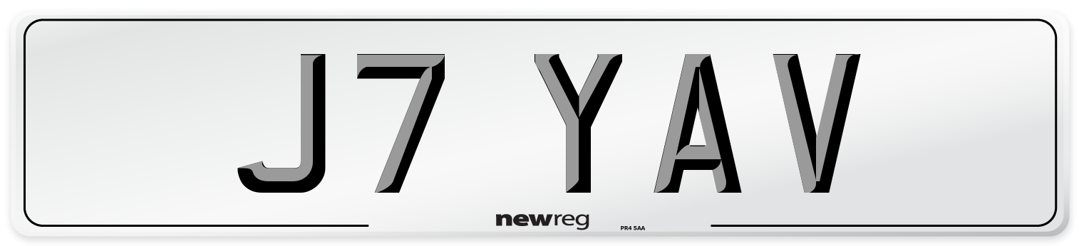 J7 YAV Number Plate from New Reg